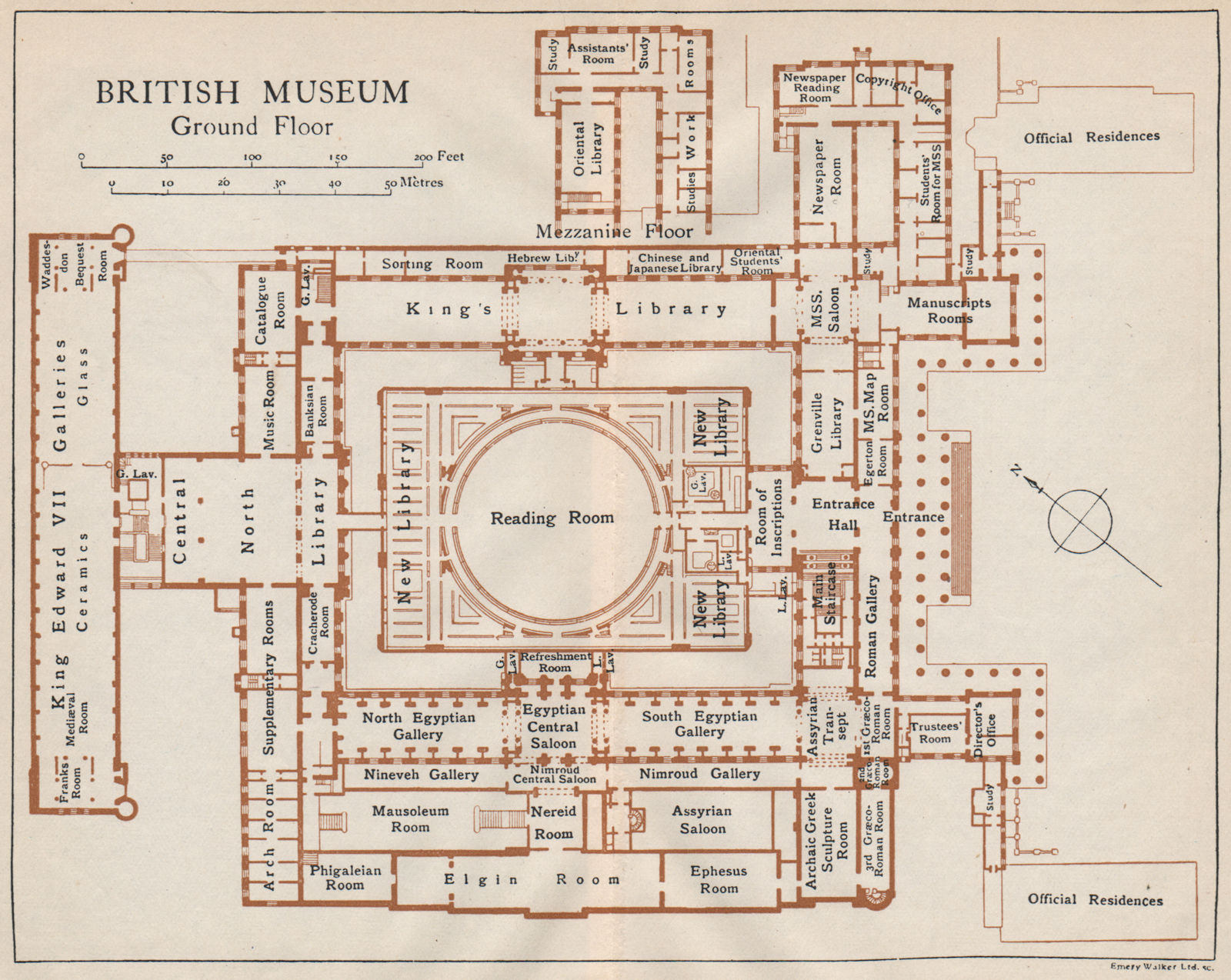 Associate Product BRITISH MUSEUM. Ground floor vintage map plan. London 1927 old vintage