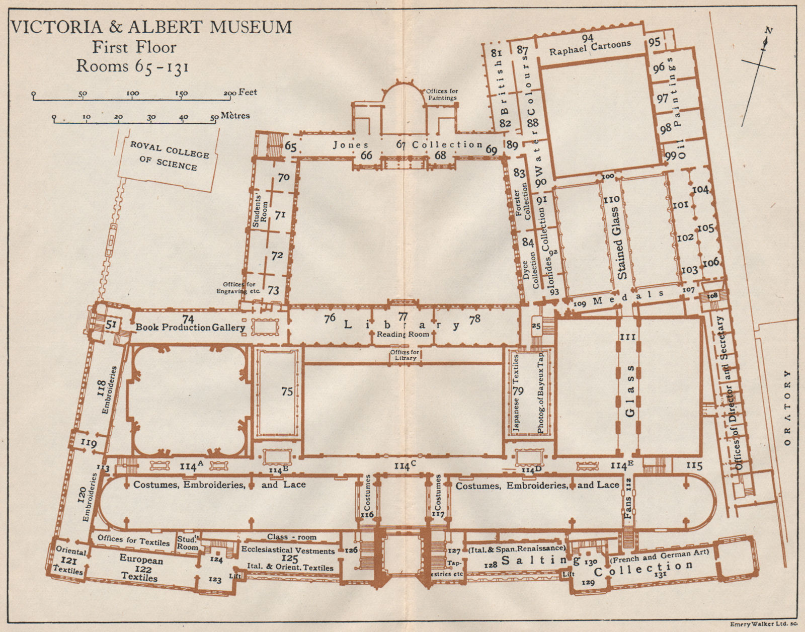 Associate Product VICTORIA & ALBERT MUSEUM. First floor vintage plan. South Kensington 1927 map