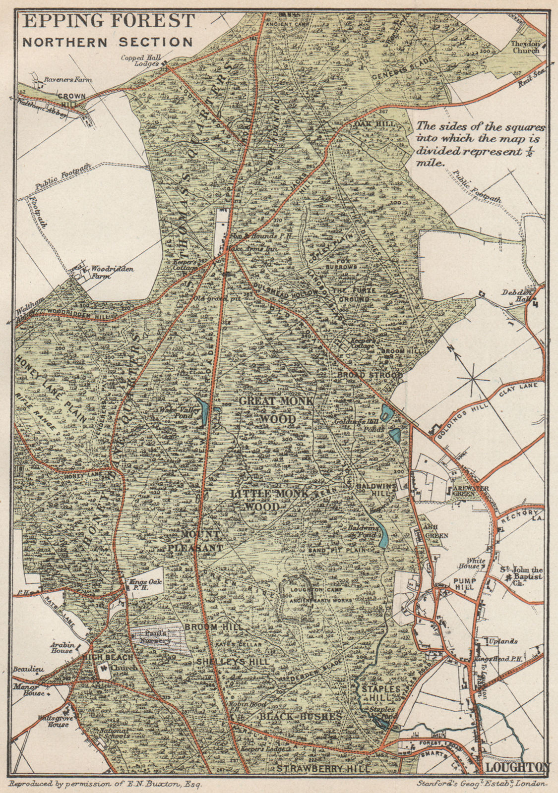EPPING FOREST NORTH. Loughton Theydon Bois. Vintage map plan. Essex 1927