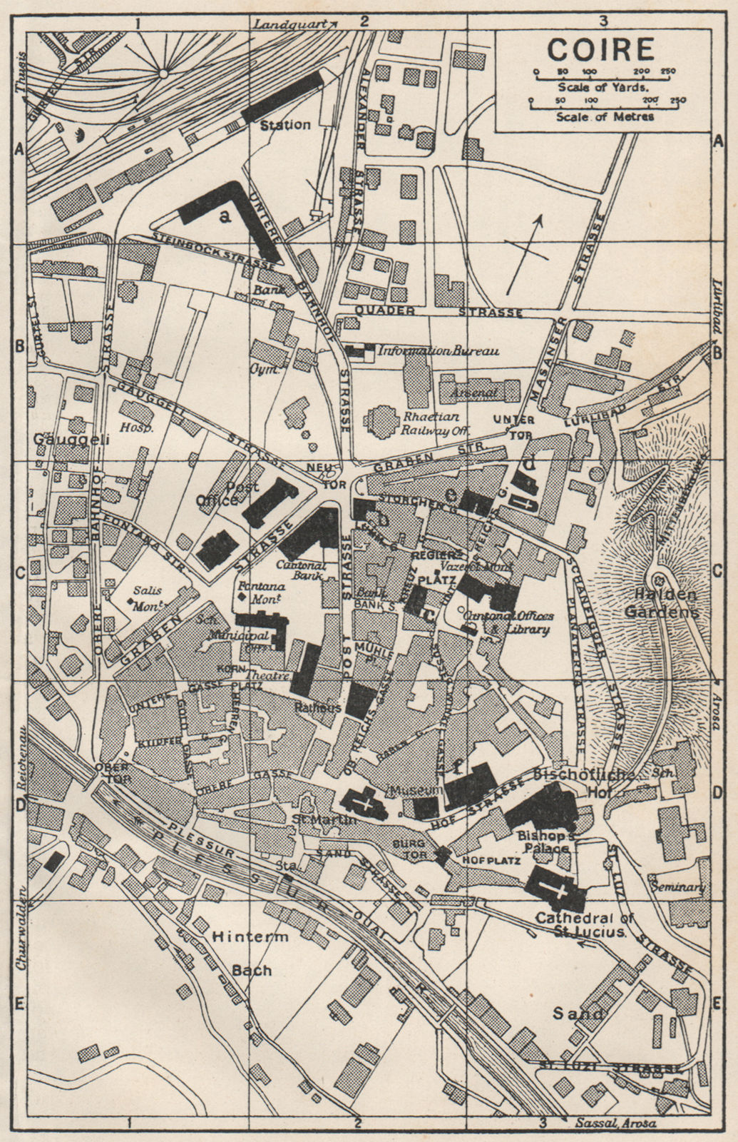 Associate Product CHUR COIRE. Vintage town city map plan. Switzerland 1930 old vintage chart