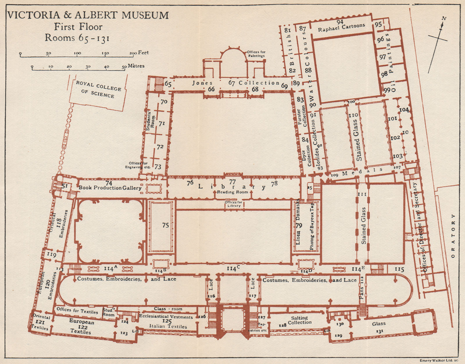 Associate Product VICTORIA & ALBERT MUSEUM. First floor vintage plan. South Kensington 1935 map