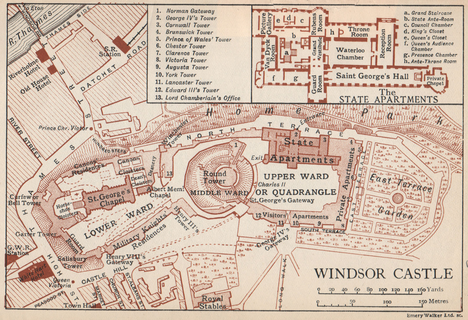 Associate Product WINDSOR CASTLE. Vintage map plan. Berkshire 1935 old vintage chart