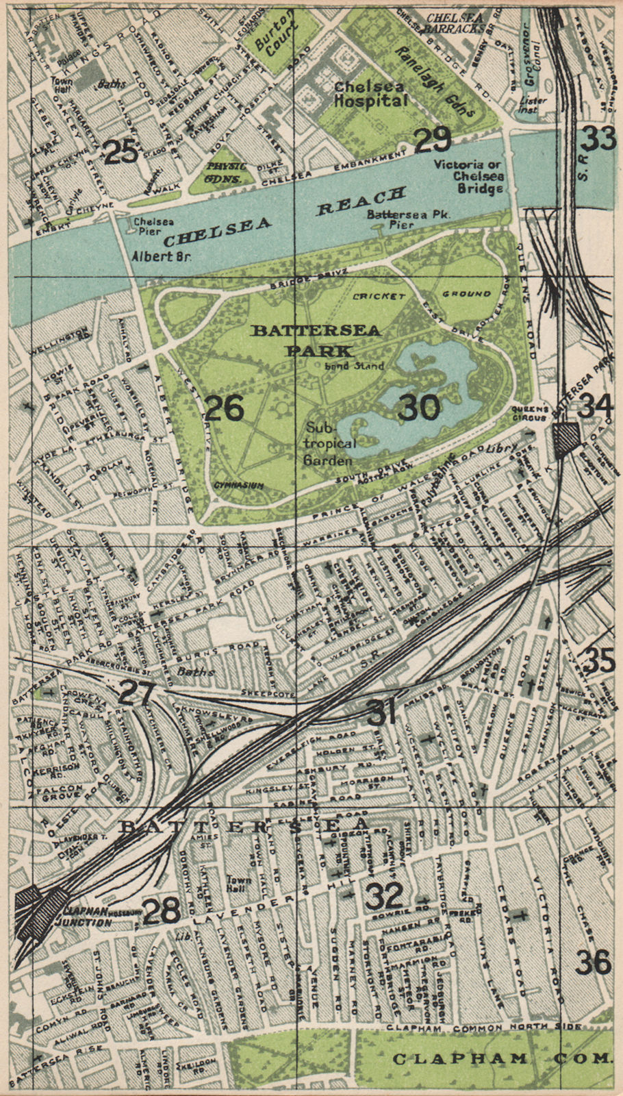 BATTERSEA. Clapham Common Chelsea Queen's Circus Cobh Road 1935 old map