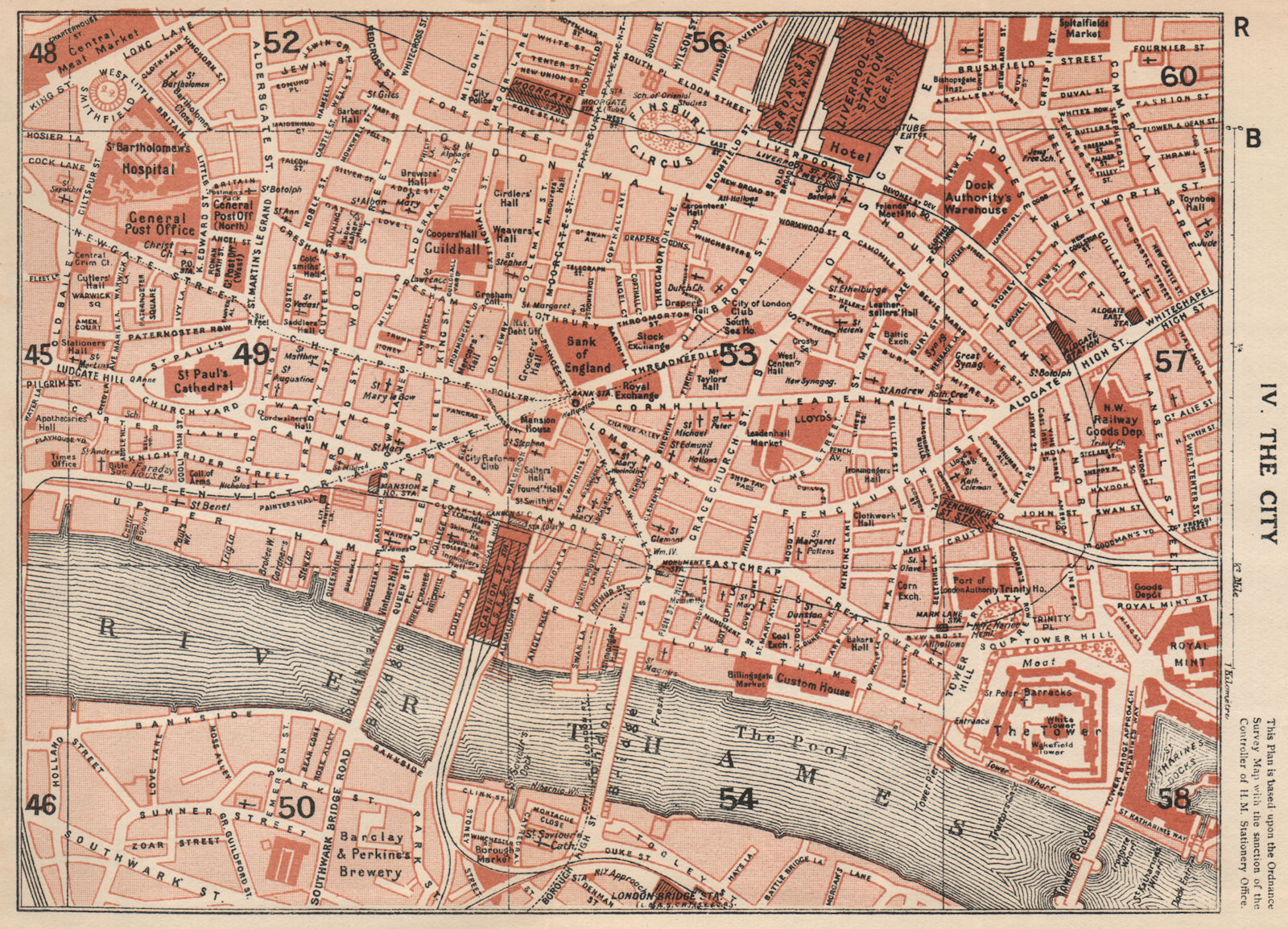 Associate Product CITY OF LONDON. Tower St Paul's Bank Liverpool Street Aldgate. Vintage map 1935