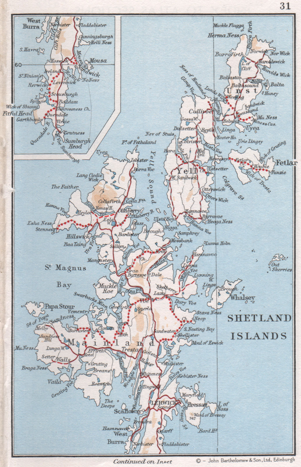 SHETLAND ISLANDS. Vintage map plan. Lerwick Fetlar Yell Unst. Scotland 1967