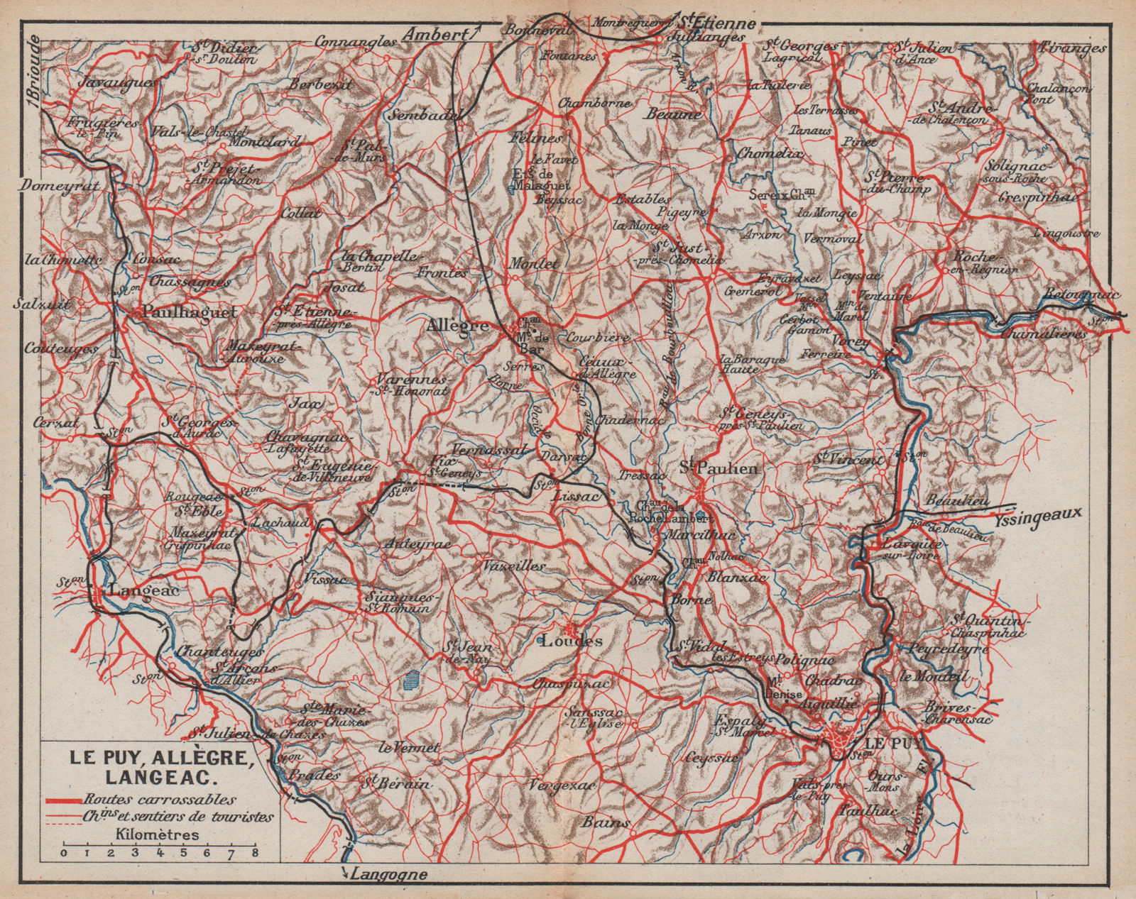 Associate Product LE PUY-EN-VELAY ALLÈGRE LANGEAC. Vintage map plan. Haute-Loire. Auvergne 1909
