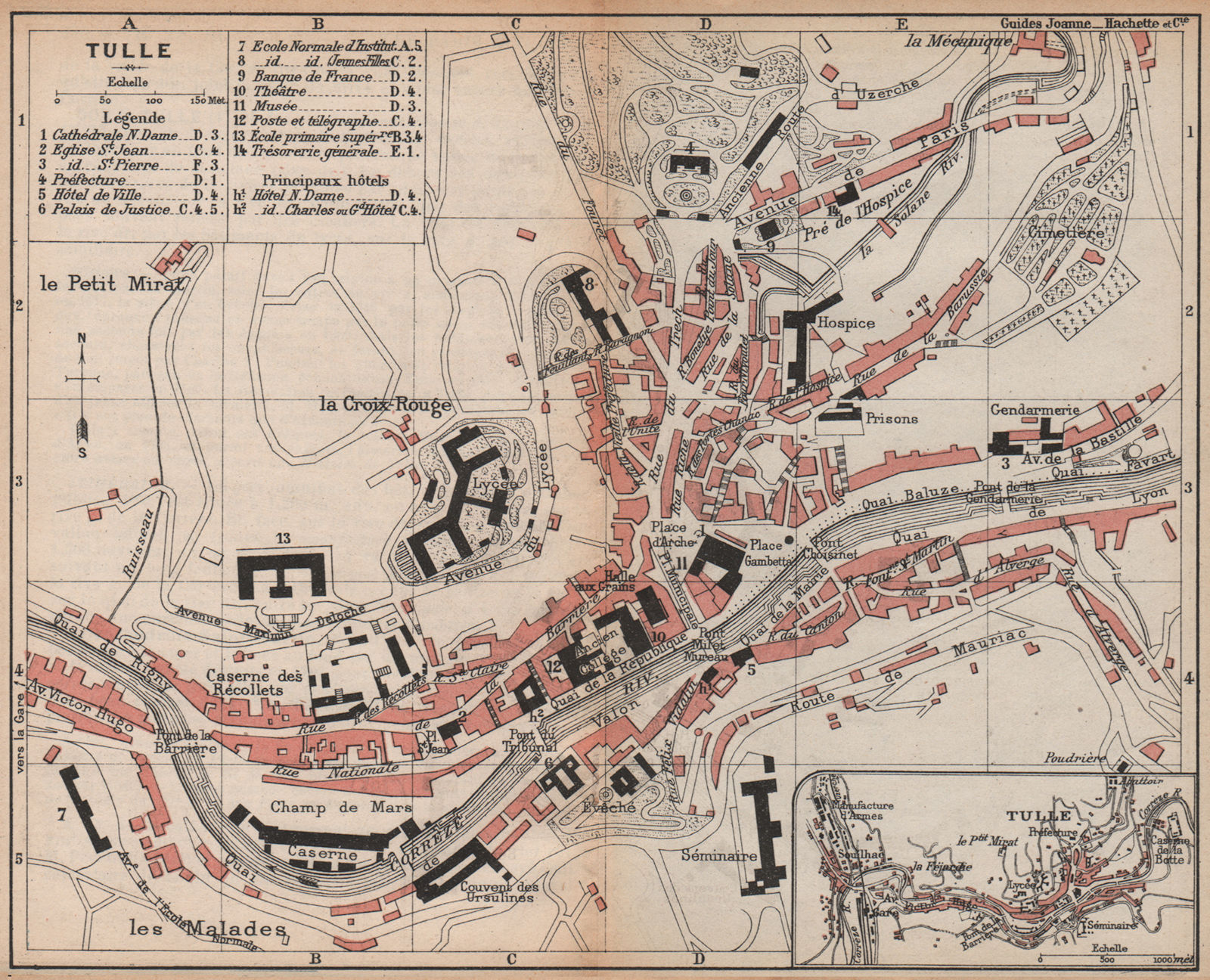 TULLE. Vintage town city map plan. Corrèze. Limousin 1909 old antique