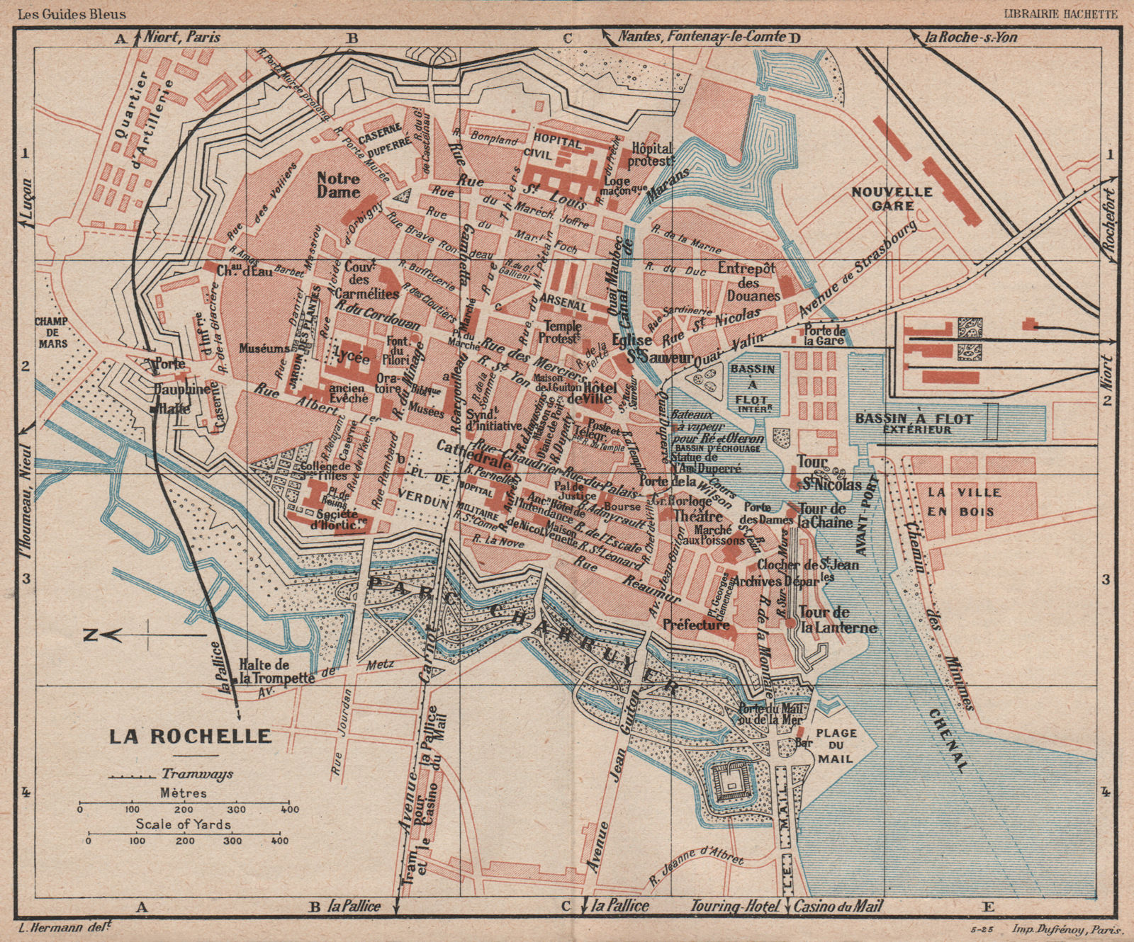 LA ROCHELLE. Vintage town city map plan. Charente-Maritime 1926 old