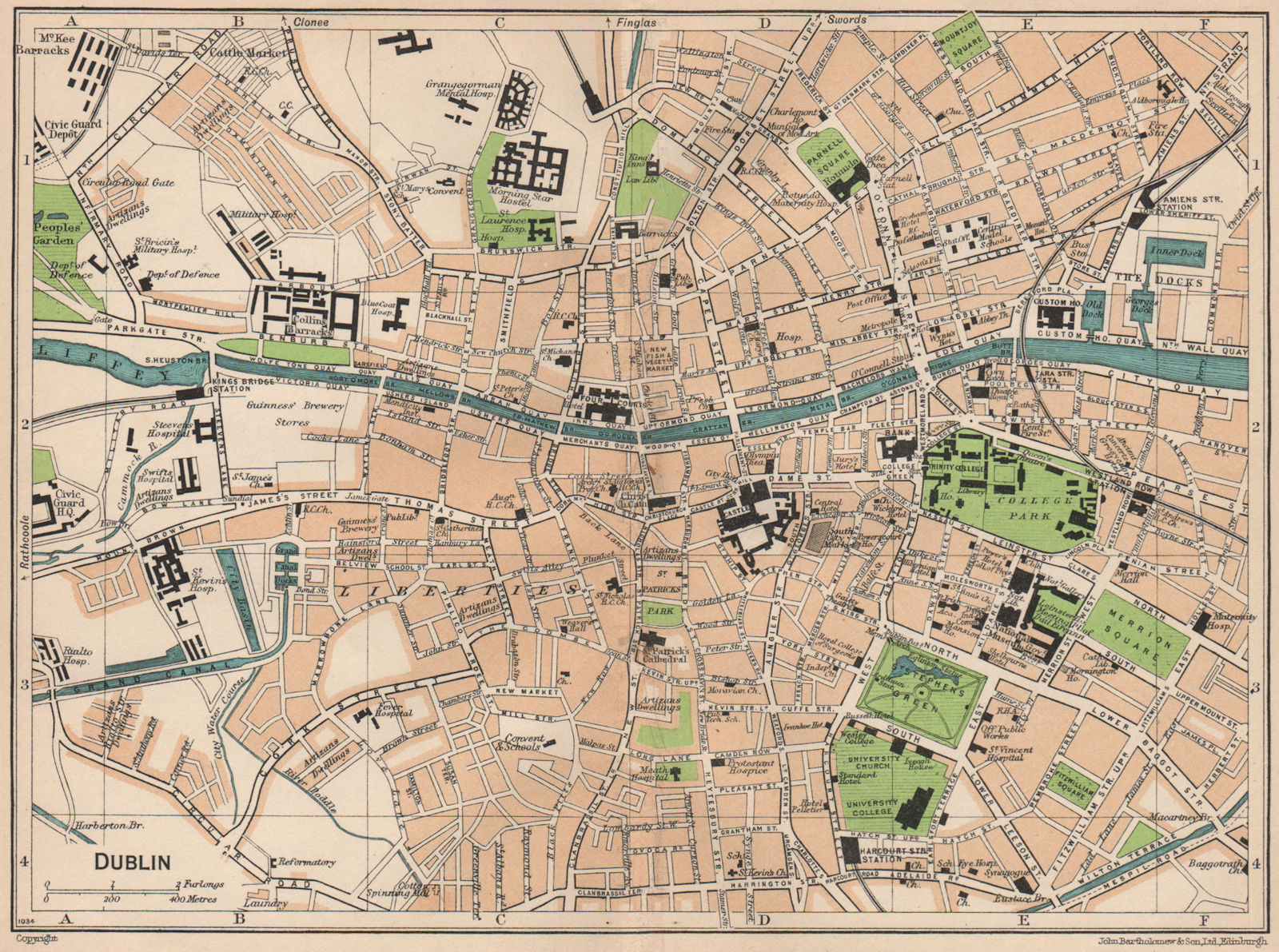 Associate Product DUBLIN. Vintage town city map plan. Ireland 1949 old vintage chart