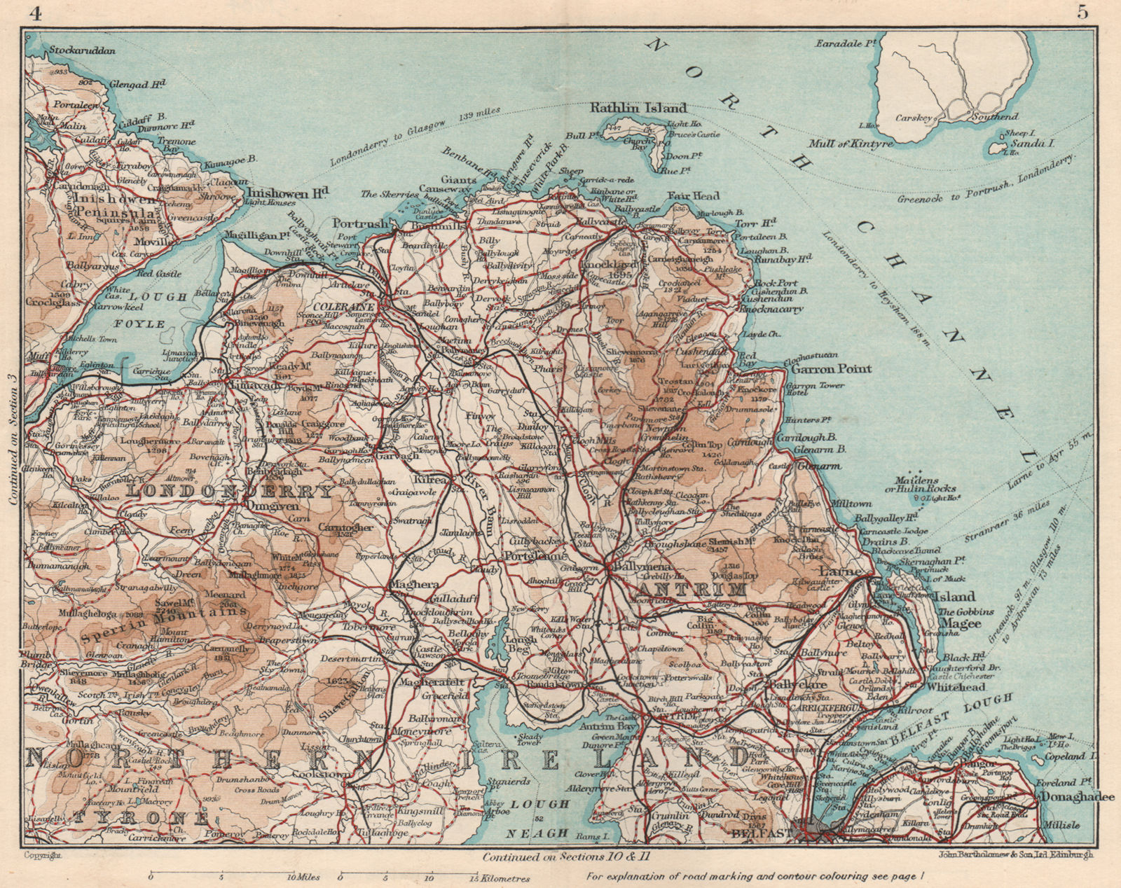 NORTHERN IRELAND. Londonderry Antrium. Vintage map plan. Ireland Ulster 1949