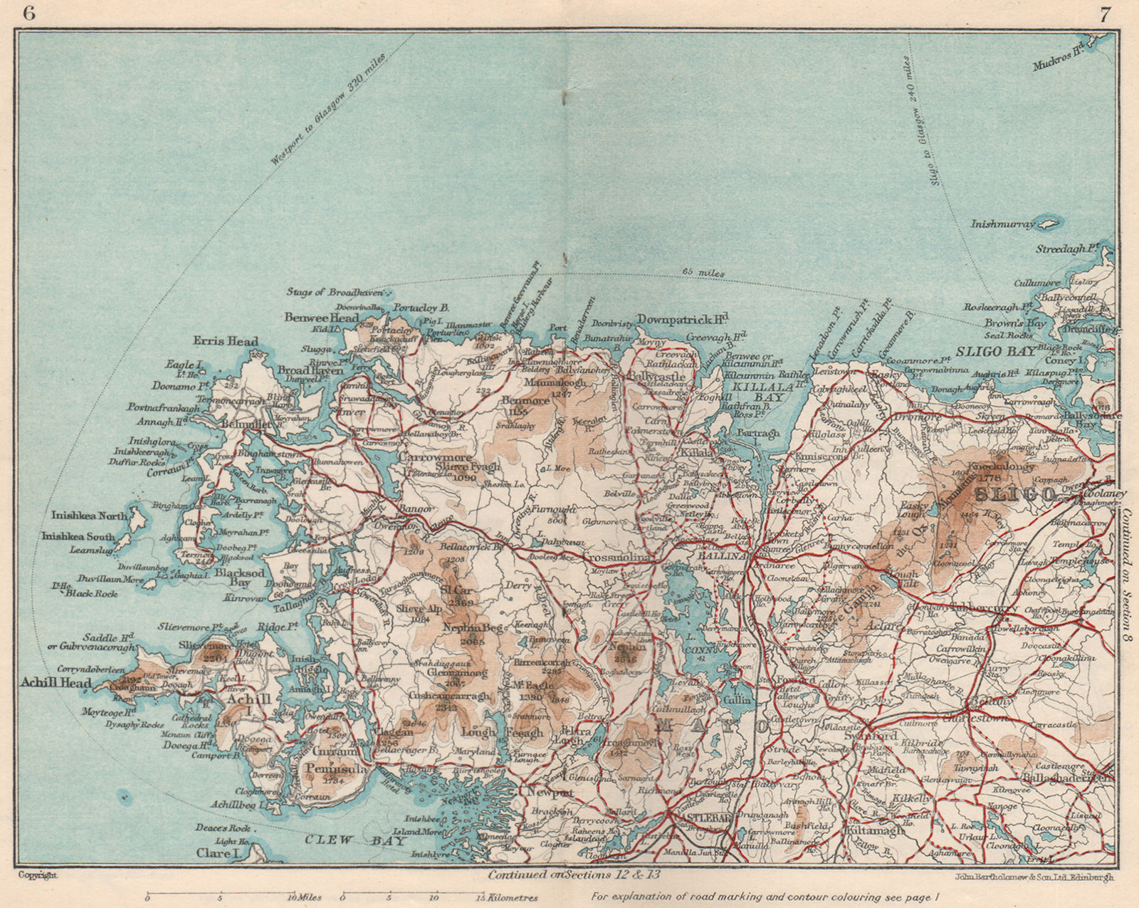 CONNAUGHT. Sligo Mayo. Vintage map plan. Ireland 1949 old vintage chart