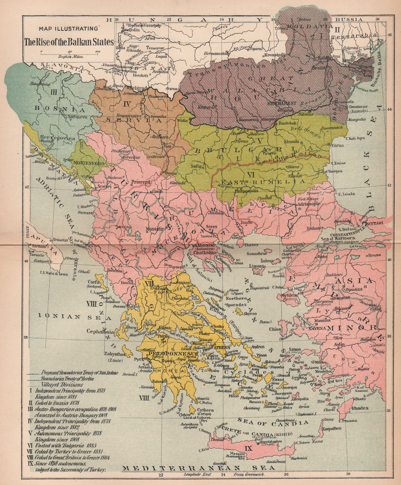 Associate Product BALKANISATION. Creation of Bosnia Servia Bulgaria Romania Greece 1910 old map