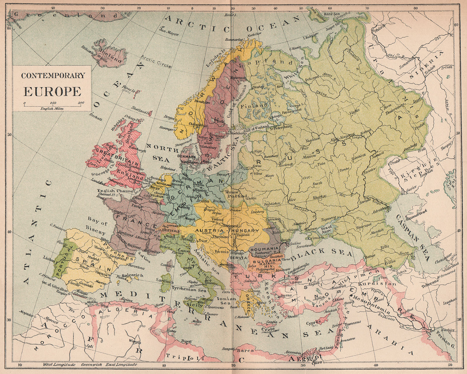 Associate Product EUROPE 1910. Austria-Hungary German & Turkish Empires 1910 old antique map
