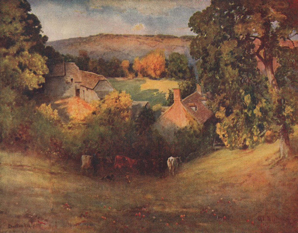 Associate Product CHARLTON ABBOTS. A Cotswold farm. Gloucestershire. By GF Nicholls 1908 print