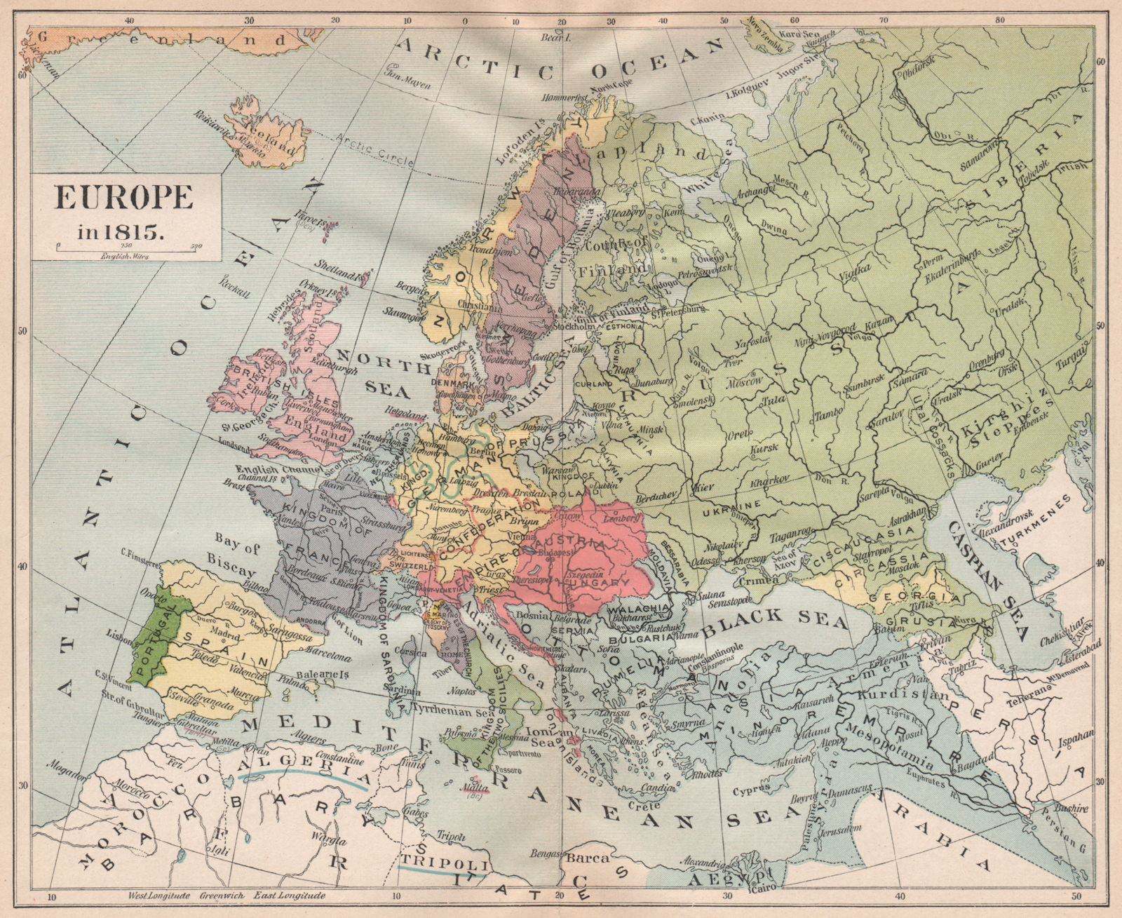 Associate Product EUROPE 1815. Austria-Hungary. German Confederation. Ottoman Empire 1917 map