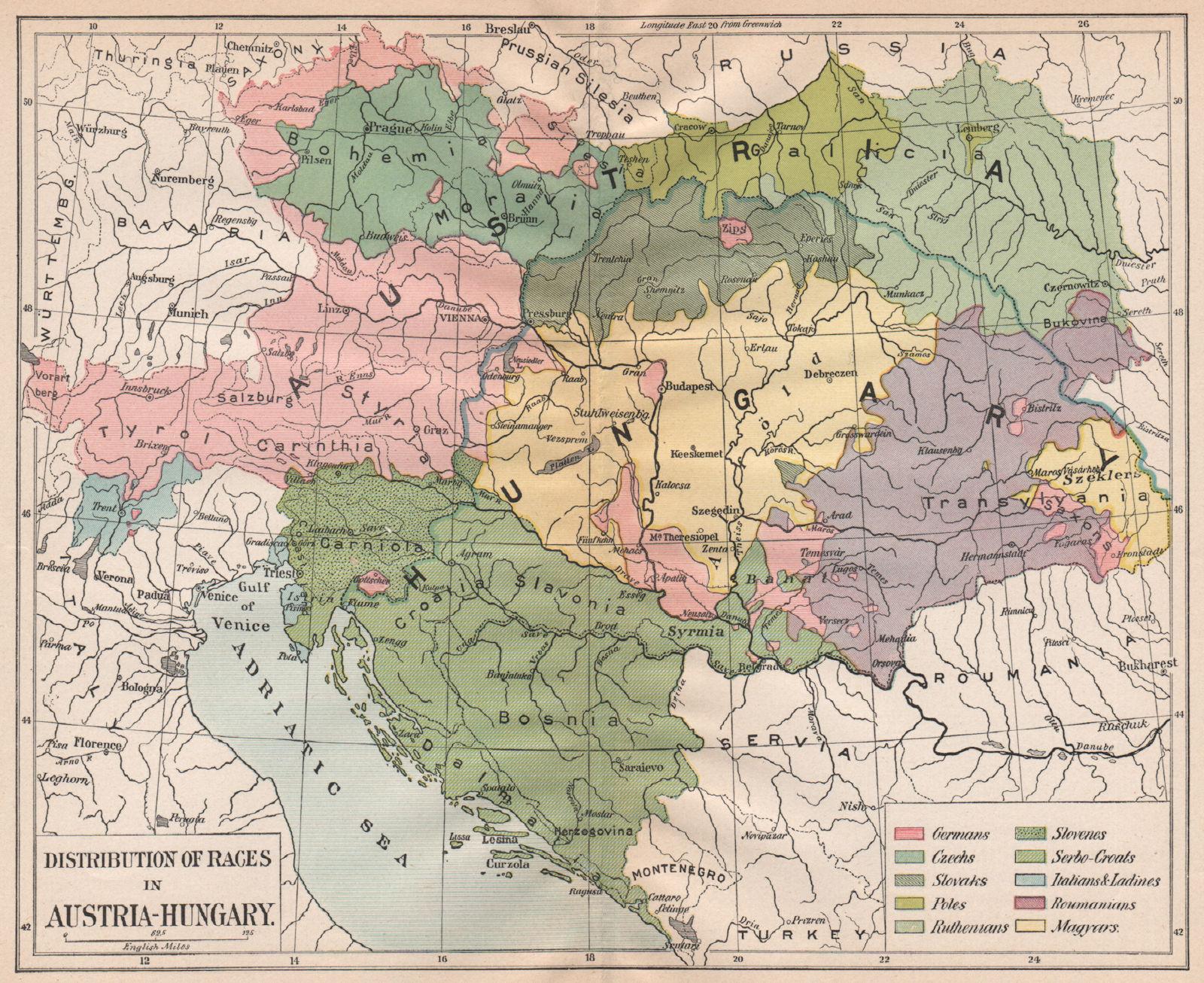 AUSTRIA-HUNGARY ETHNICITY. Racial Distribution. Balkans.  1917 old antique map