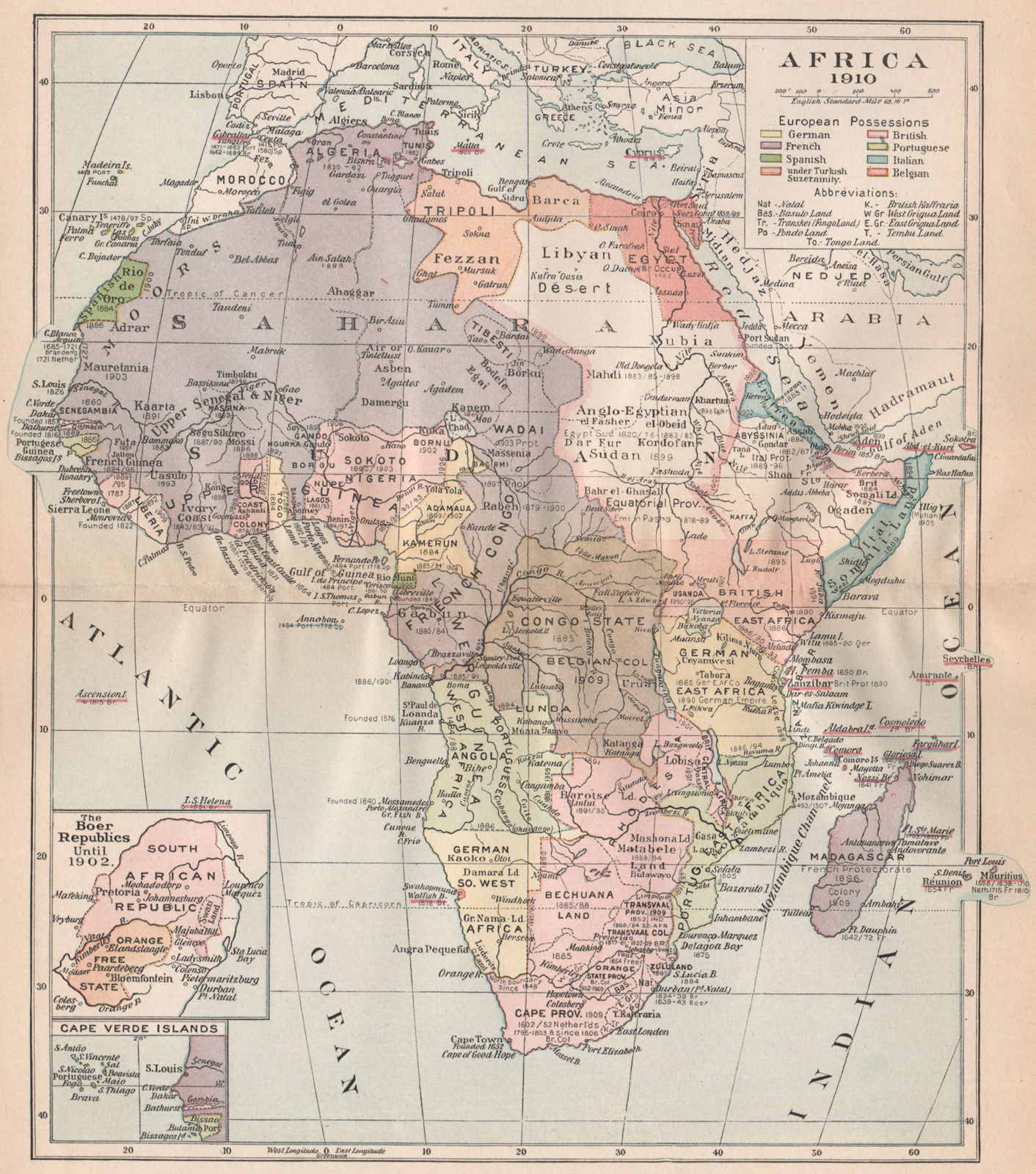 AFRICA 1910.Partition of Africa.Colonisation.British French German &c 1917 map