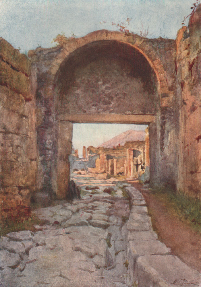 Associate Product POMPEII. The Stabian gate. By Alberto Pisa 1910 old antique print picture