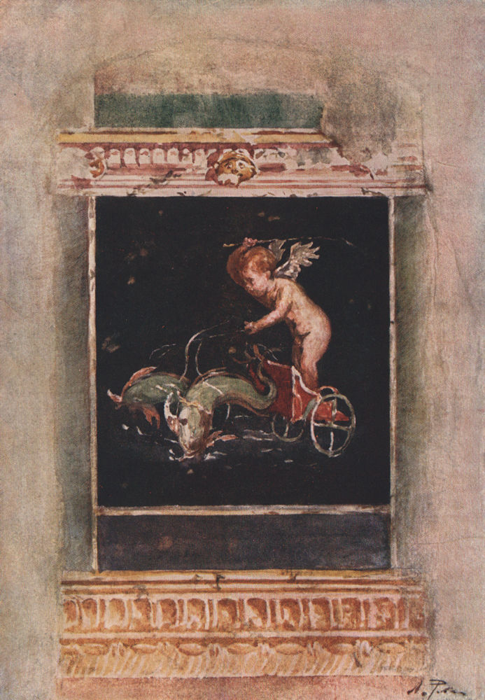 POMPEII. Decorative panel picture. By Alberto Pisa 1910 old antique print