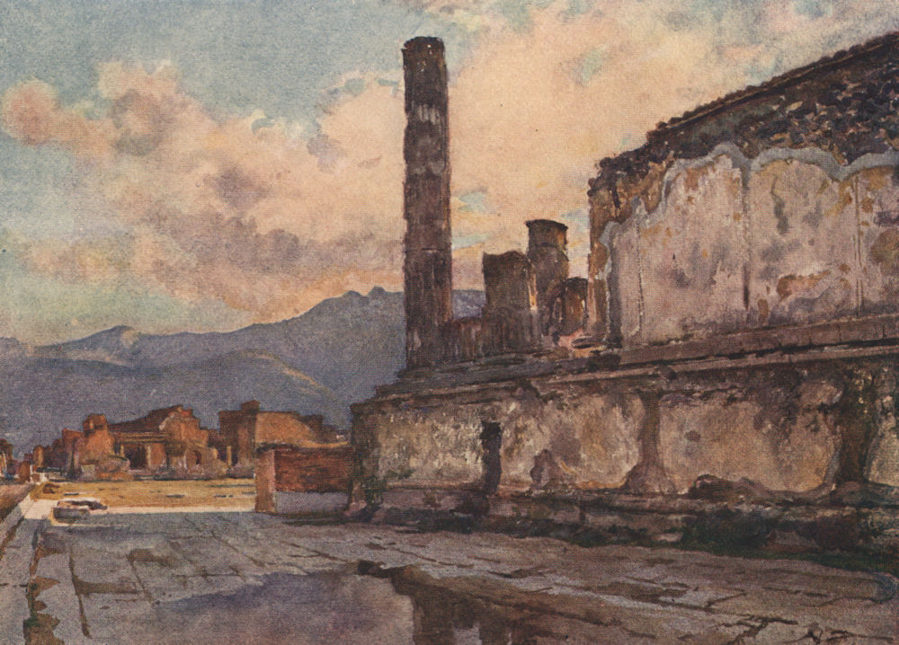 Associate Product POMPEII. Temple of Jupiter, Juno, and Minerva in the Forum. By Alberto Pisa 1910