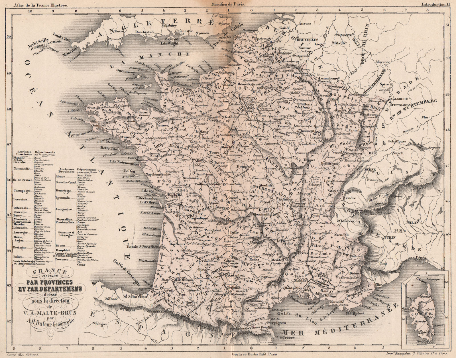 Associate Product FRANCE. divisée par provinces et par departements. MALTE-BRUN 1852 old map