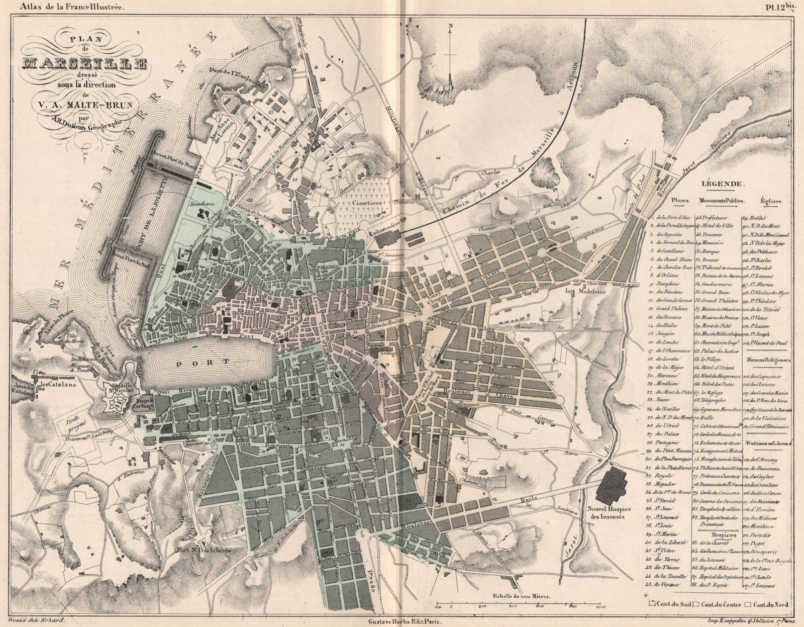 Associate Product MARSEILLES. Antique town city plan. Bouches-du-Rhône Rhone. MALTE-BRUN 1852 map