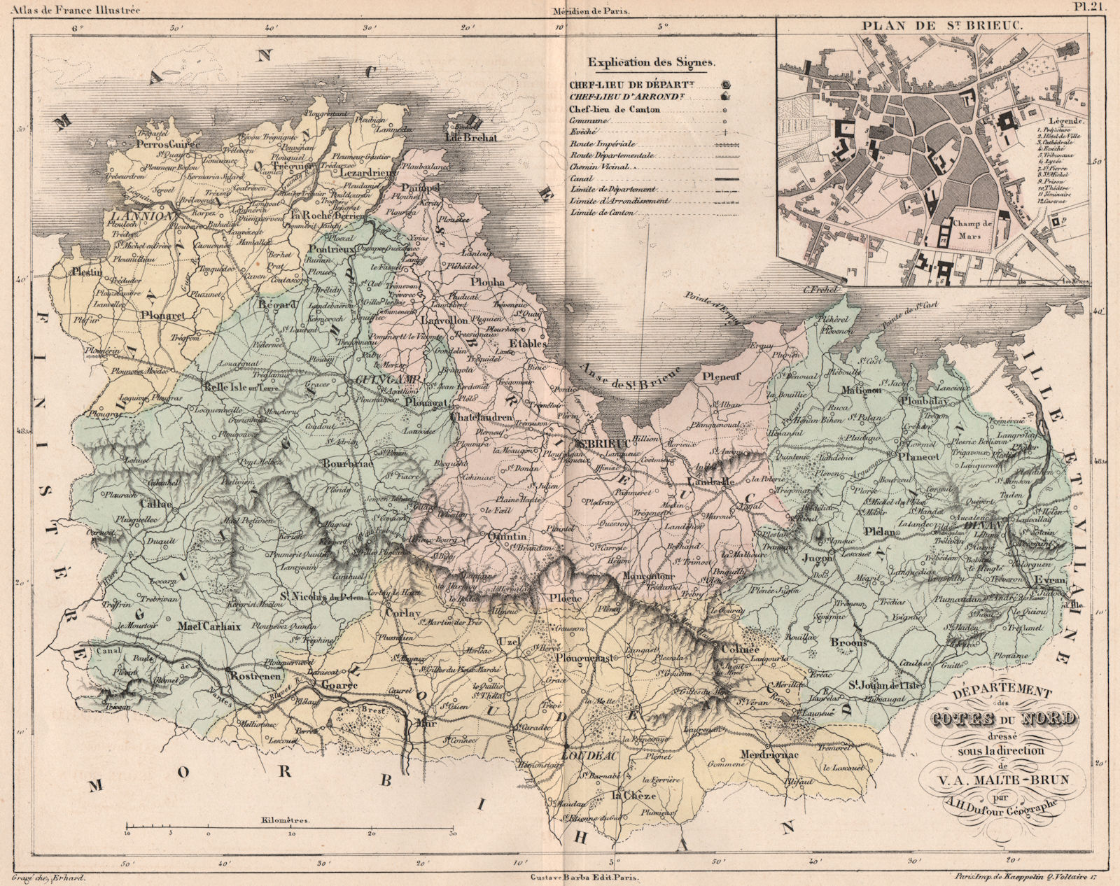 Associate Product CÔTES-D'ARMOR. Département des Côtes-d'Armor. St. Brieuc. MALTE-BRUN 1852 map