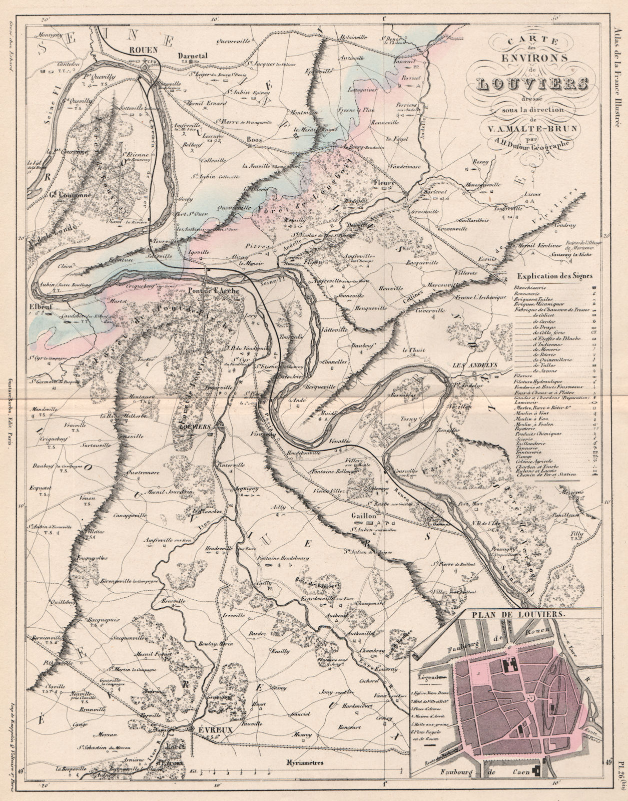 Associate Product NORMANDIE. Rouen Louviers Évreux. Eure. Textiles/Industries.MALTE-BRUN 1852 map