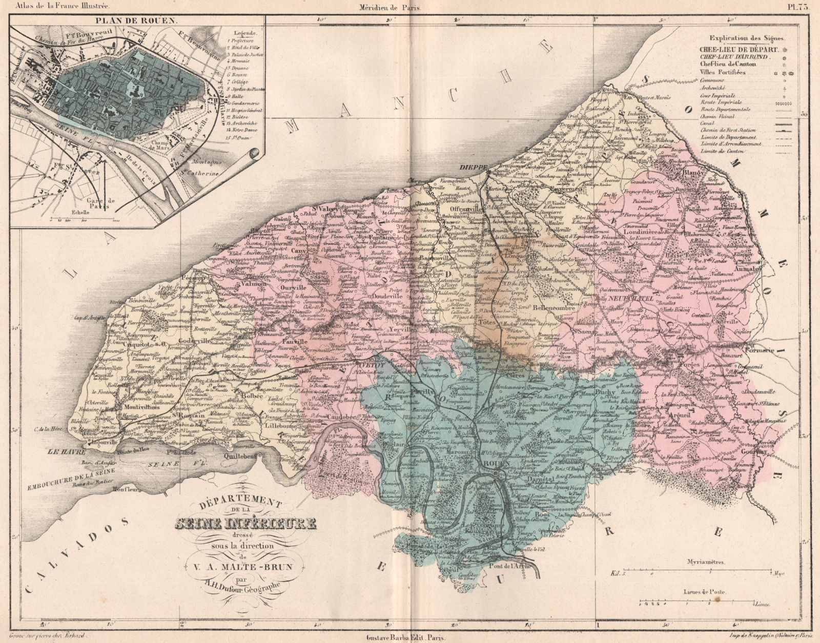 Associate Product SEINE-MARITIME. Carte du département. Seine-Maritime. Rouen.MALTE-BRUN 1852 map