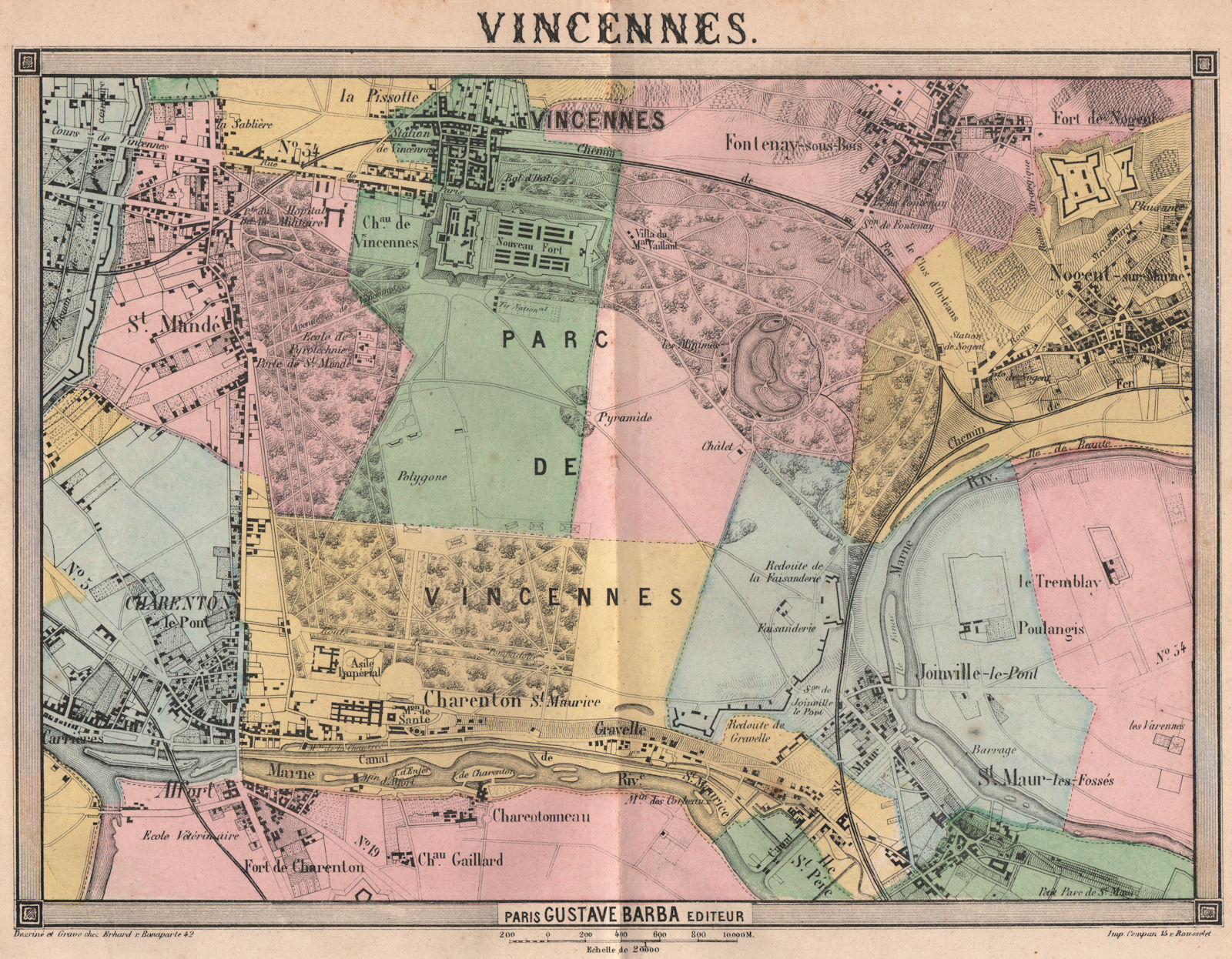 Associate Product VINCENNES. Charenton Alfort St Mandé Fontenay Nogent Joinville. Marne 1860 map
