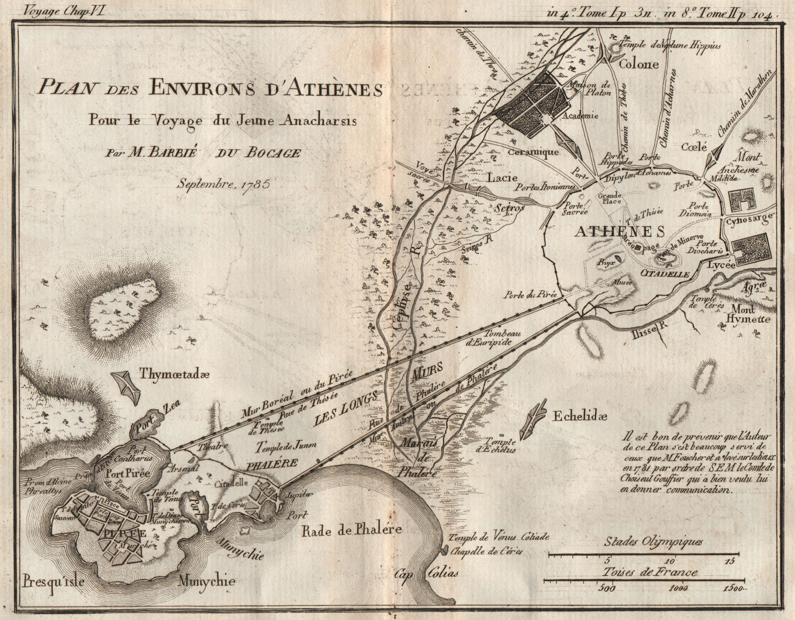 Associate Product ATHENS Plan des Environs d' Athènes. Ancient Greece. BARBIÉ DU BOCAGE 1790 map