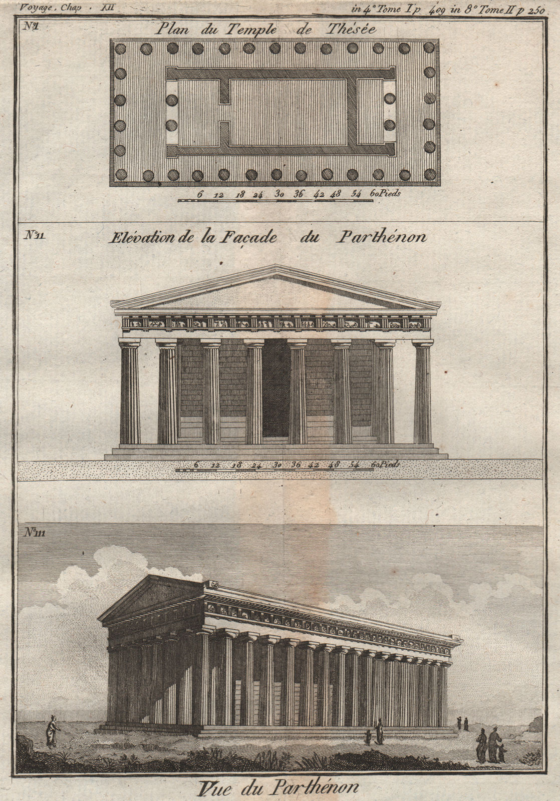 ANCIENT GREEK TEMPLES. Temple of Theseus & the Parthenon. Athens 1790 old map