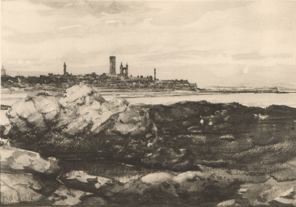 ST. ANDREWS. View from the East. Fife. Scotland. By R. B. Nisbet 1952 print