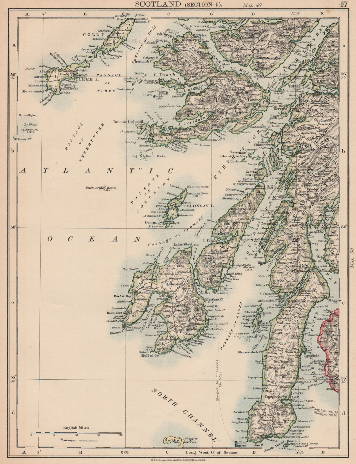 ARGYLL & BUTE. Inner Hebrides. Islay Jura Mull Kintyre Coll Tiree 1906 old map