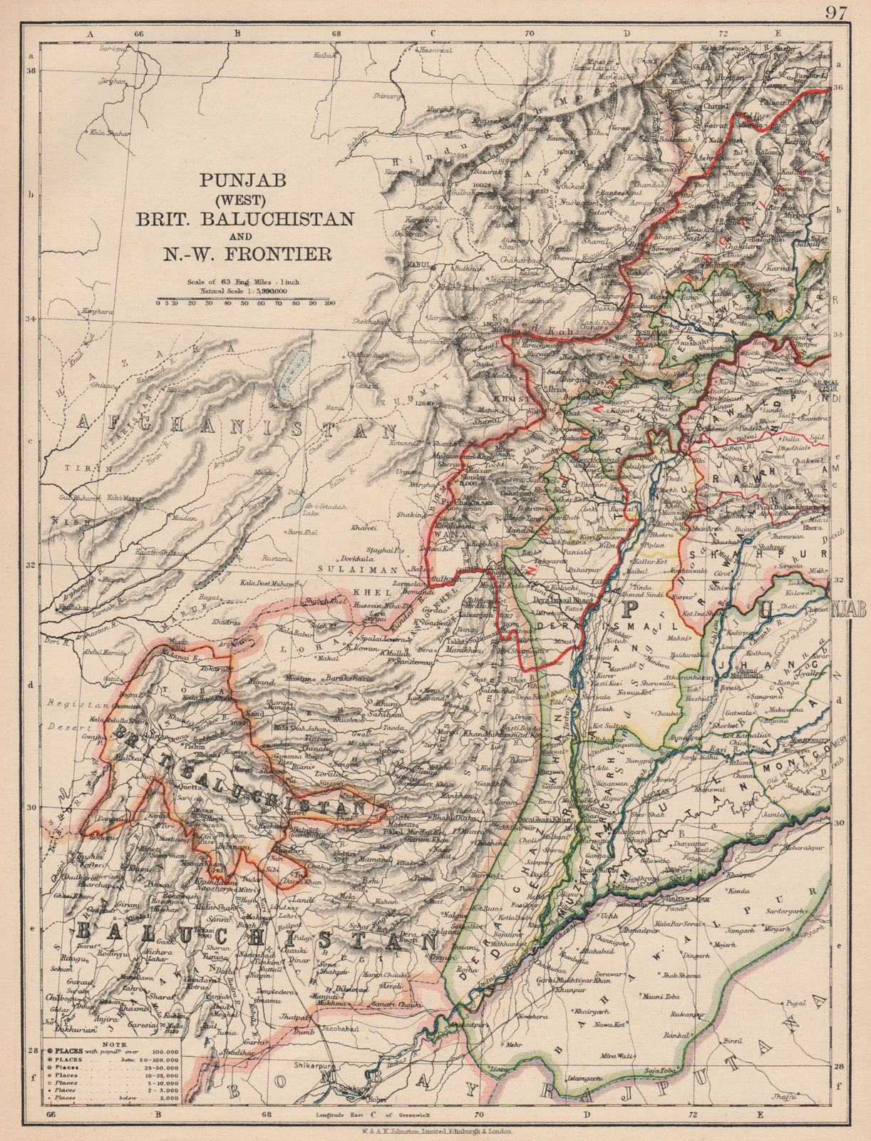 BRITISH INDIA NW. Punjab Baluchistan NW Frontier. Pakistan. Railways 1906 map
