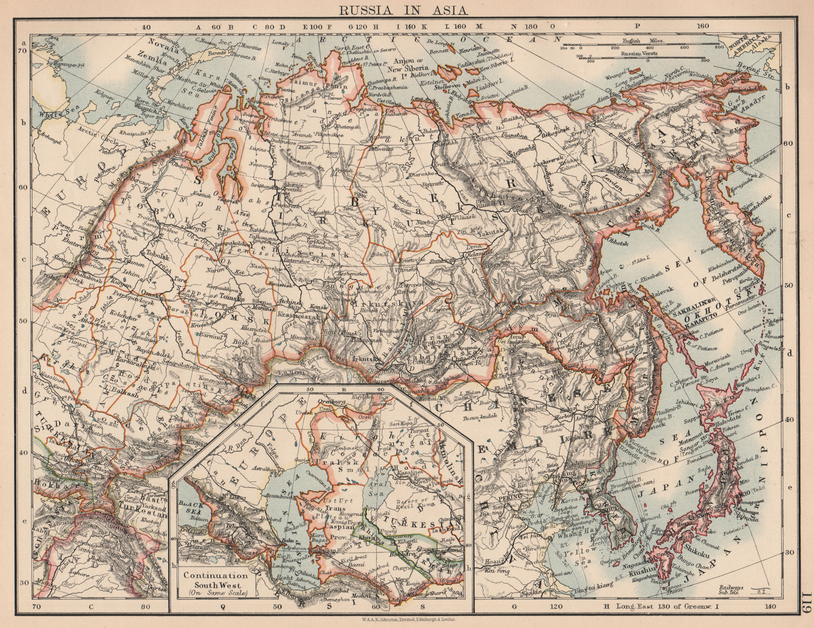 RUSSIA IN ASIA. Shows Trans-Siberian railway under construction 1906 old map