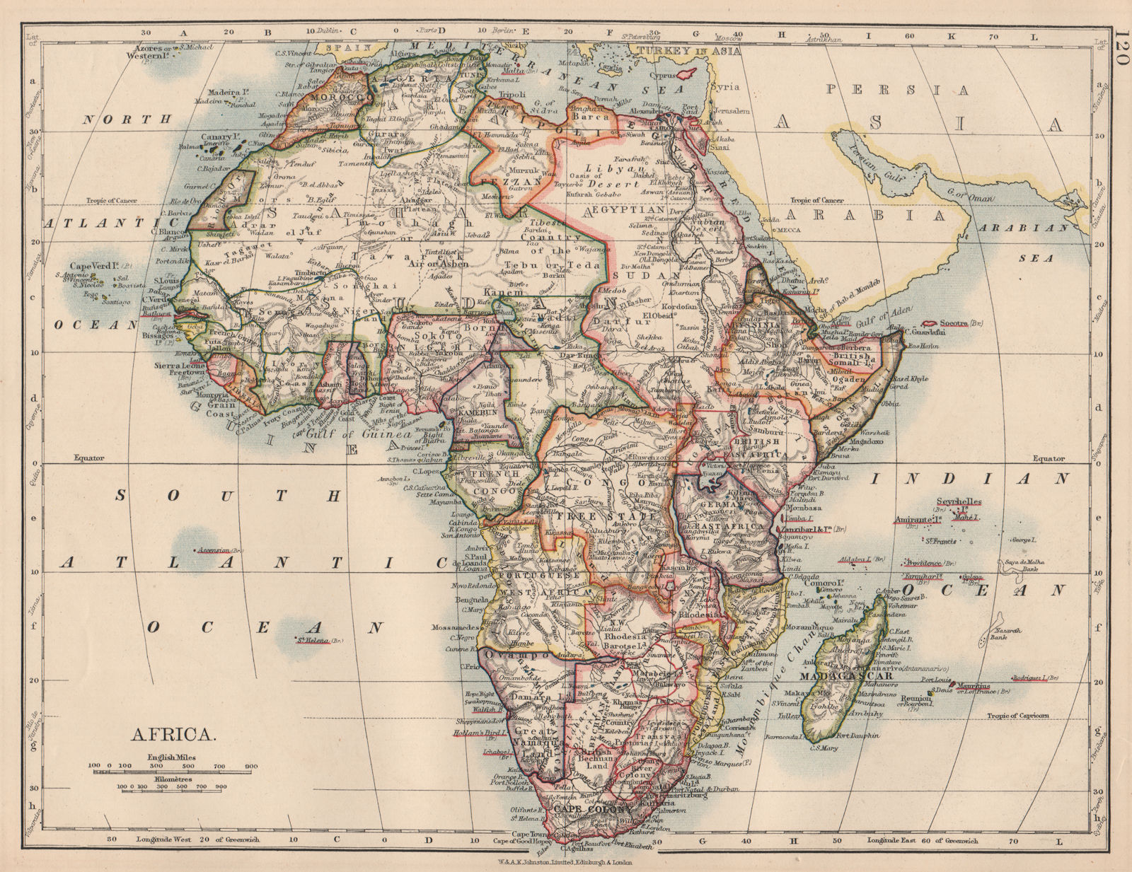 COLONIAL AFRICA. British East/Central/South Africa. Bechuanaland 1906 old map