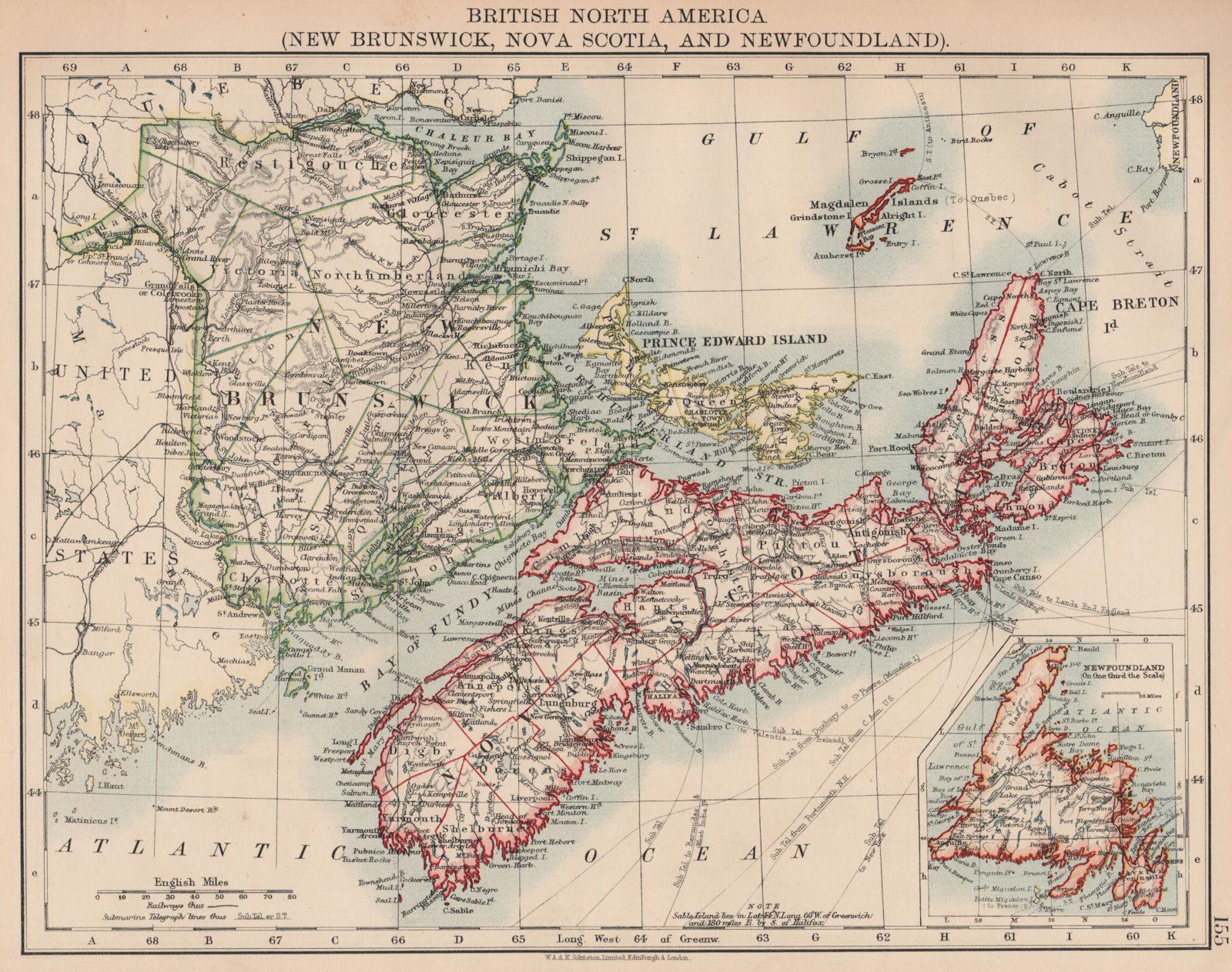 Associate Product CANADA MARITIME PROVINCES. New Brunswick Nova Scotia Newfoundland 1906 old map