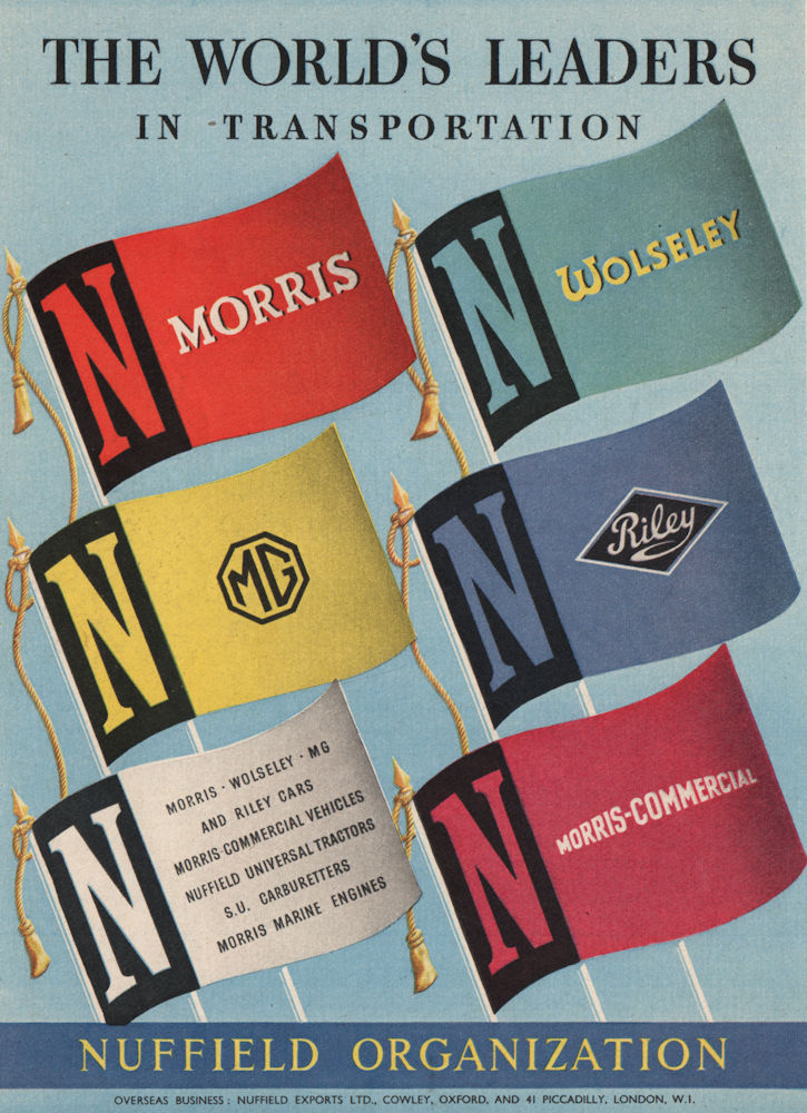 NUFFIELD ORGANISATION ADVERT. Morris Wolseley MG Riley Morris 1951 old print
