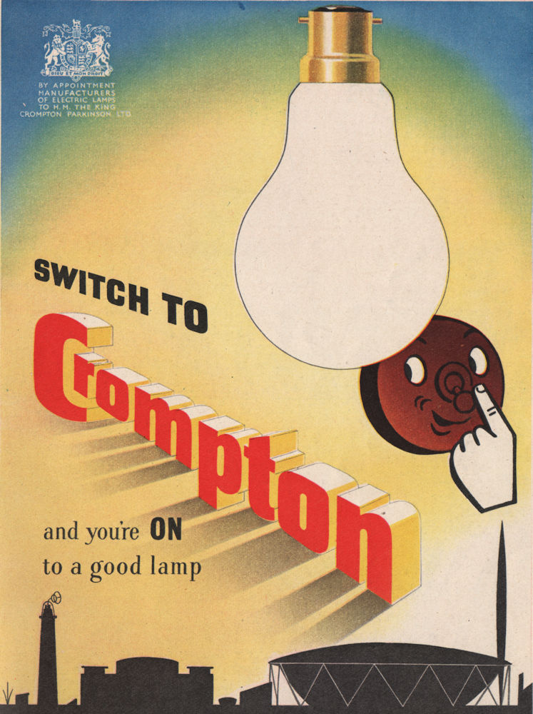 LIGHT BULB ADVERT. Crompton Parkinson Ltd 1951 old vintage print picture