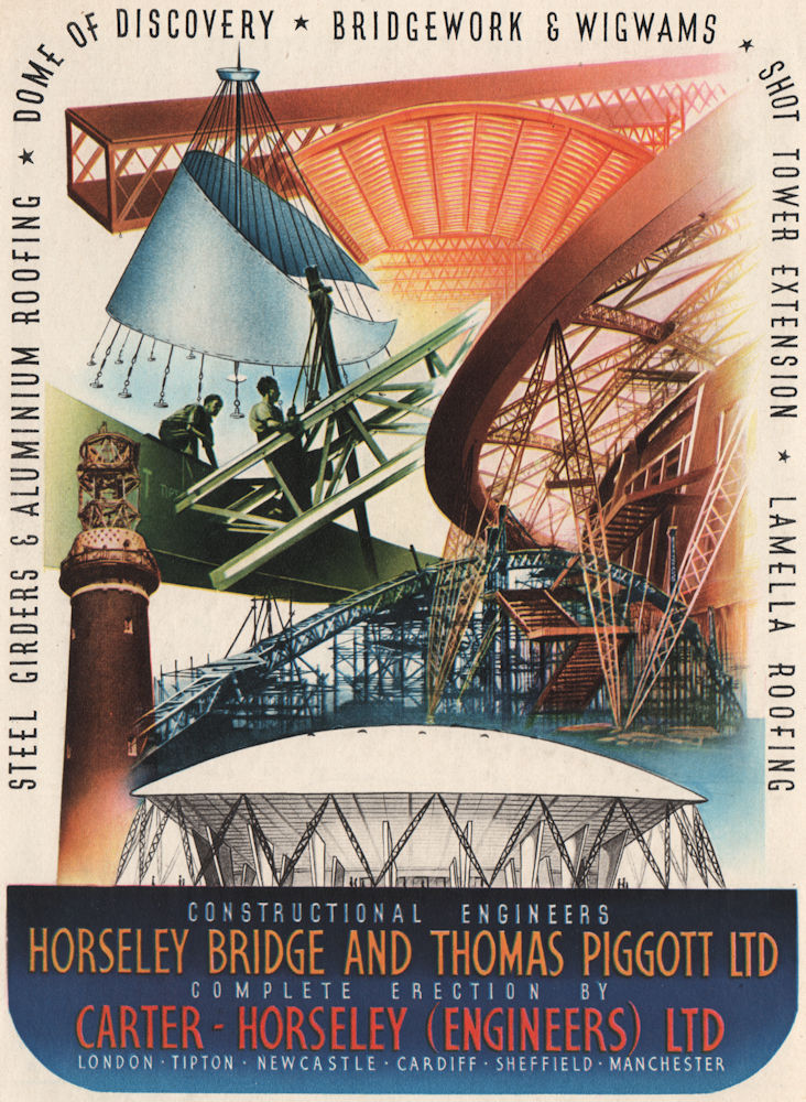 Associate Product FESTIVAL OF BRITAIN. Horseley Bridge. Thomas Piggott. Engineers 1951 old print