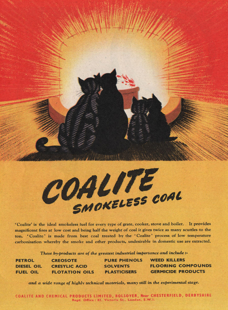 COALITE ADVERT. Coalite & Chemical Products Ltd. Cats. Fuel 1951 old print