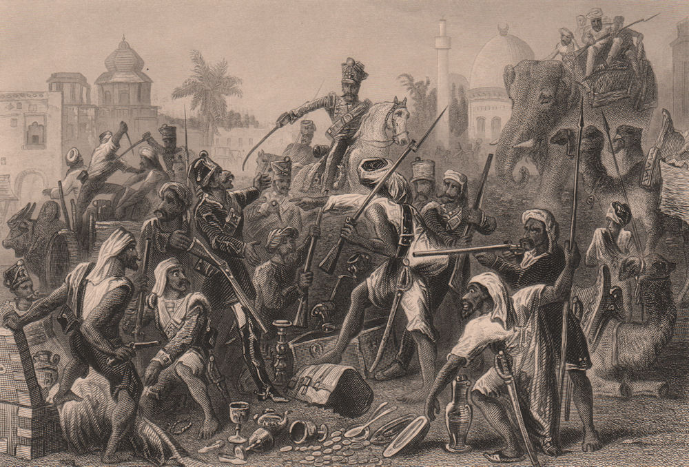 INDIAN MUTINY. Mutinous Sepoys dividing spoils. British India 1858 old print