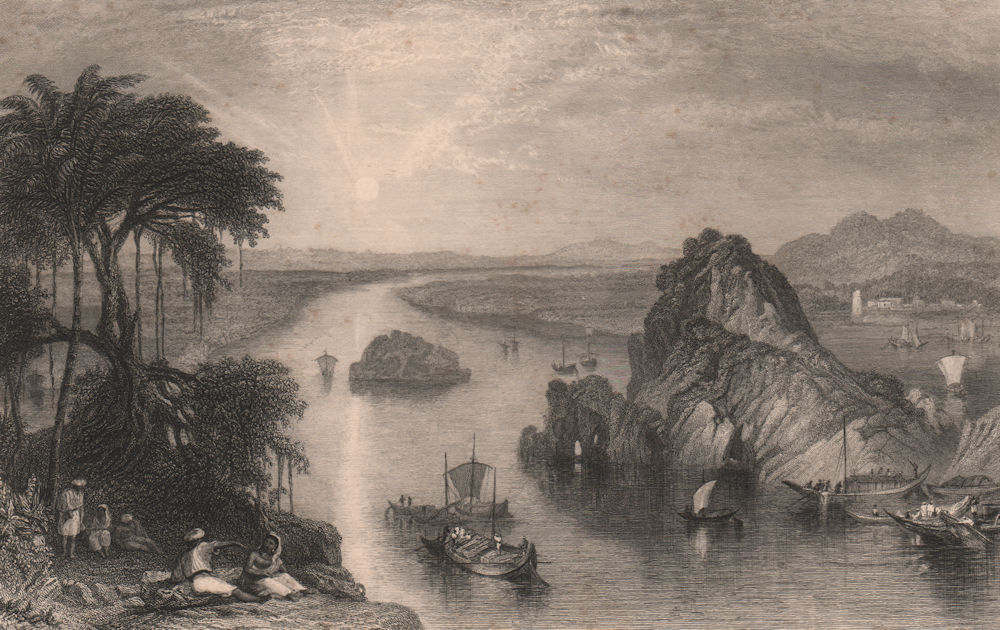 BRITISH INDIA. Scene at Kahalgaon on the Ganges. TURNER 1858 old antique print