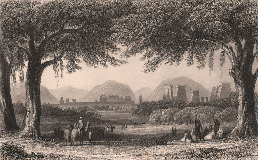 BRITISH INDIA. The celebrated Hindu temples and palaces at Madurai 1858 print