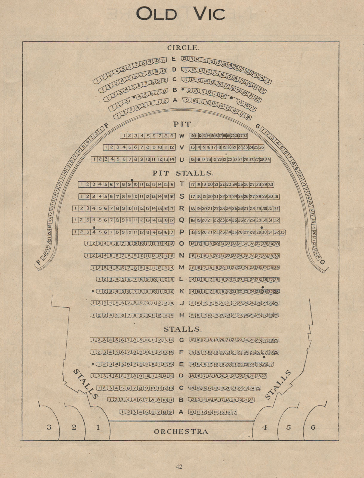 OLD VIC THEATRE. Vintage seating plan. London. The Cut 1936 vintage print