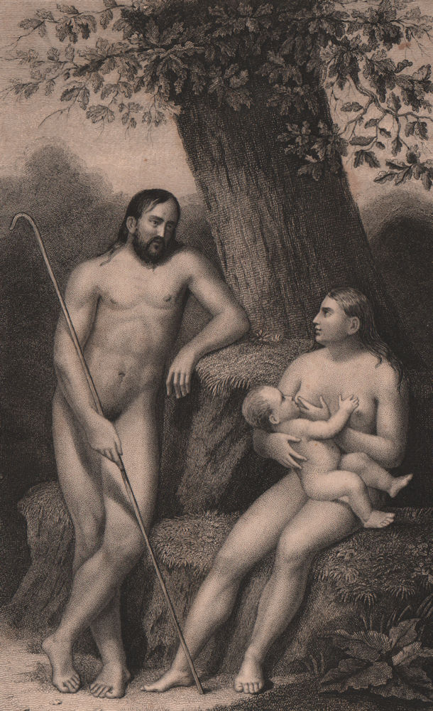 PORTRAITS. Man and woman with baby breastfeeding. BUFFON 1837 old print