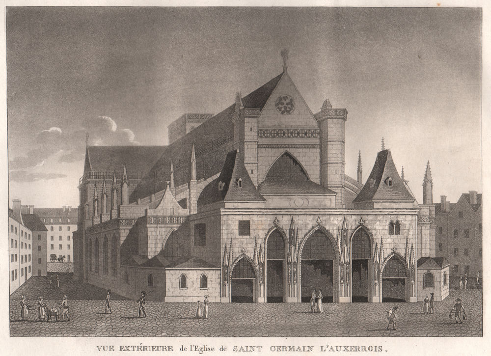 PARIS. Eglise de Saint Germain L'Auxerrois. Aquatint 1808 old antique print