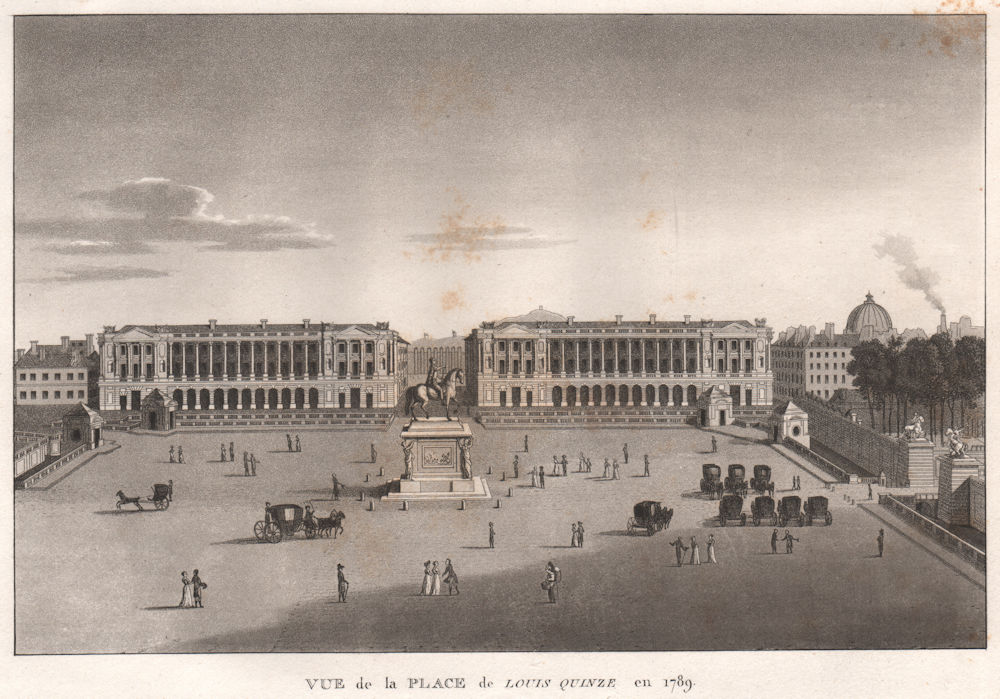 PARIS. Place de Louis Quinze en 1789. Place de la Concorde. Aquatint 1808