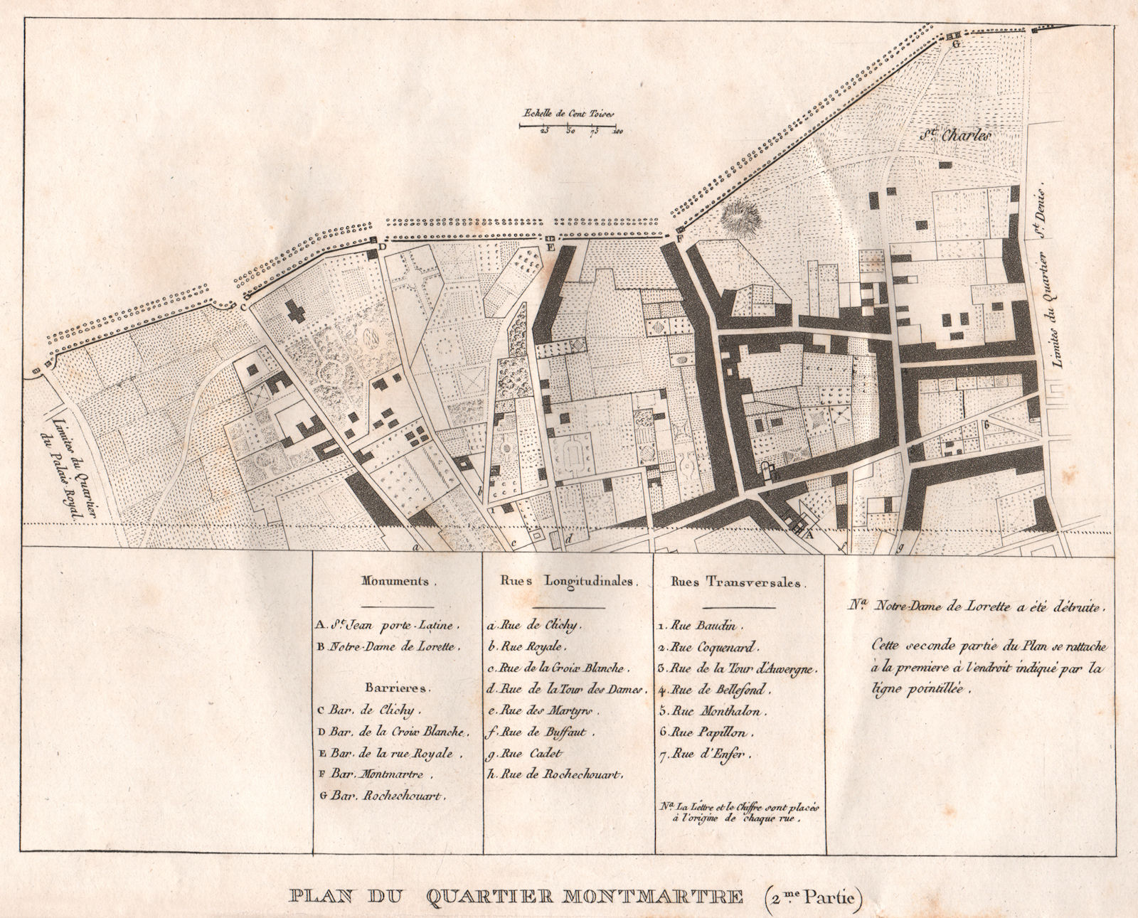 Associate Product PARIS."Montmartre"(2/nord).Plan Quartier.St Georges.Rochechouart.9e 1808 map